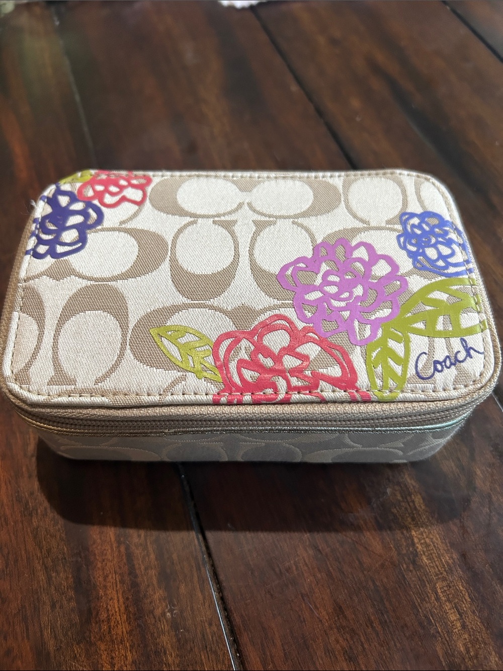 Coach rare Signature Daisy Poppy and Floral Jewelry Case